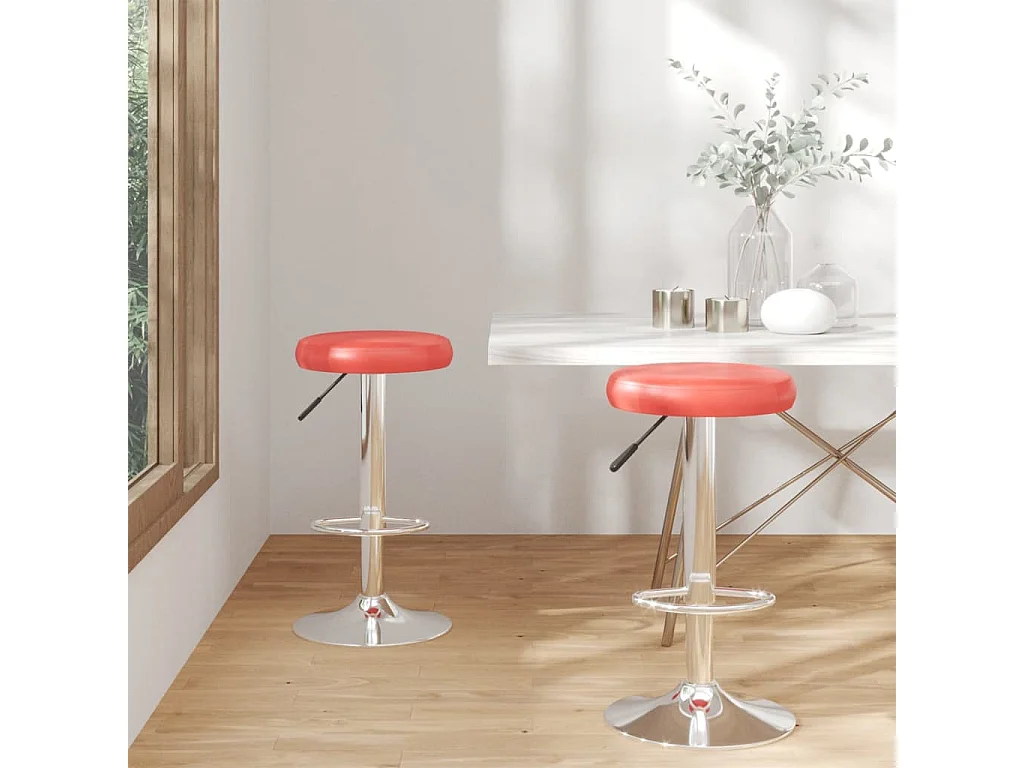 Tabourets de bar lot de 2 rouge similicuir