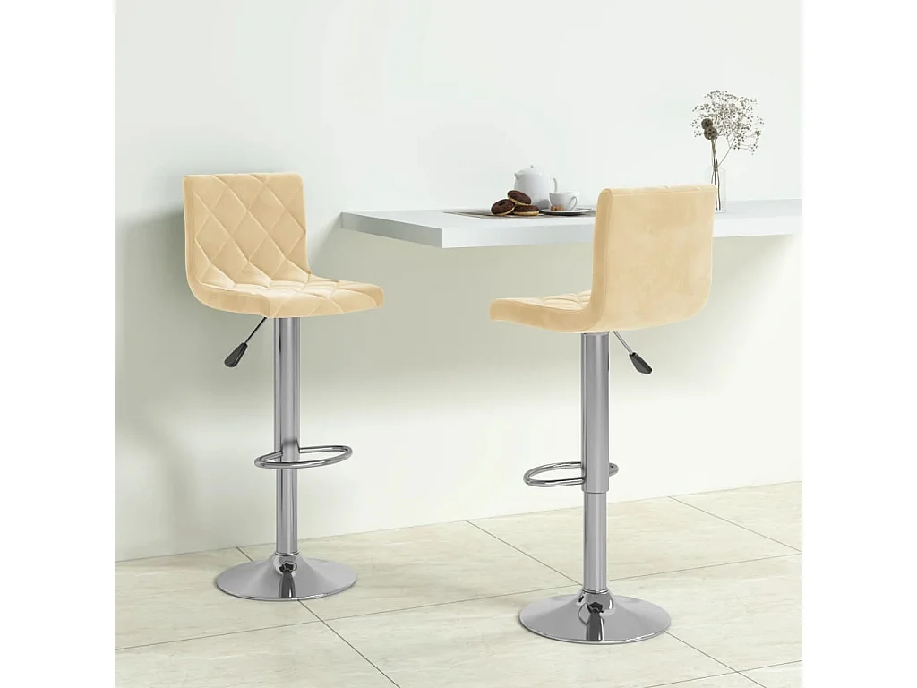 Bancos de bar 2 pcs veludo creme