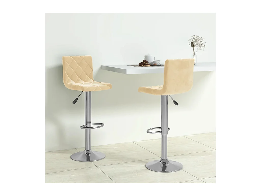 Tabourets de bar lot de 2 crème velours