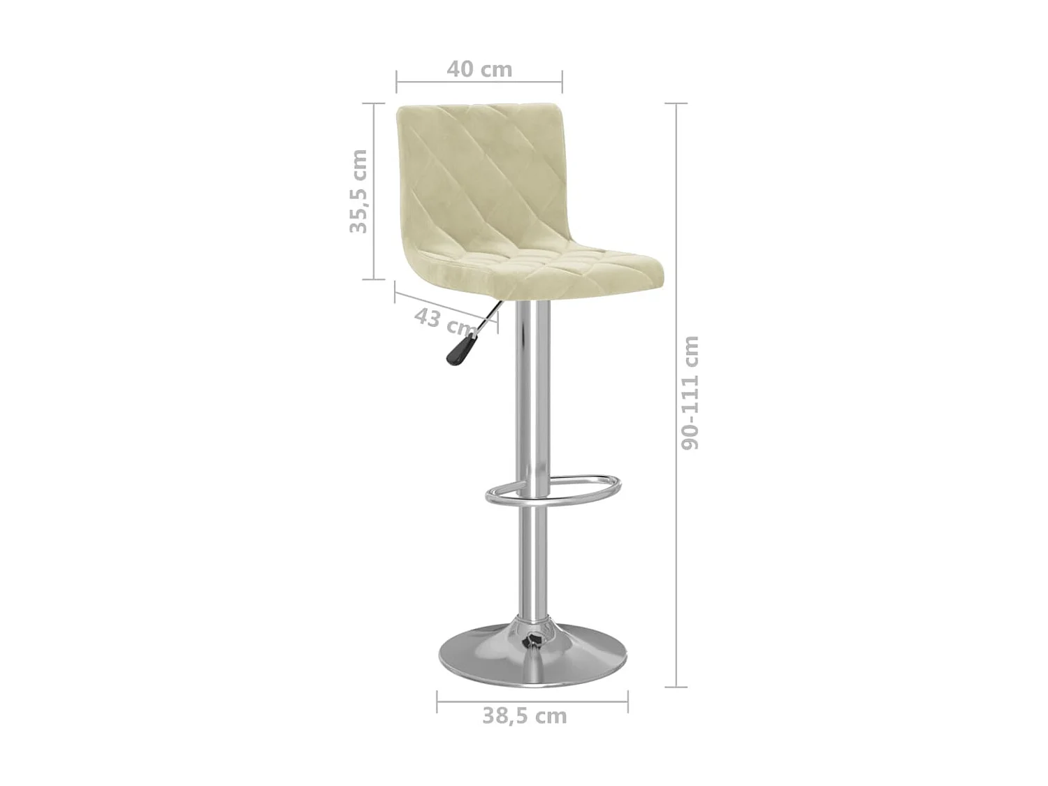 Tabourets de bar lot de 2 crème velours
