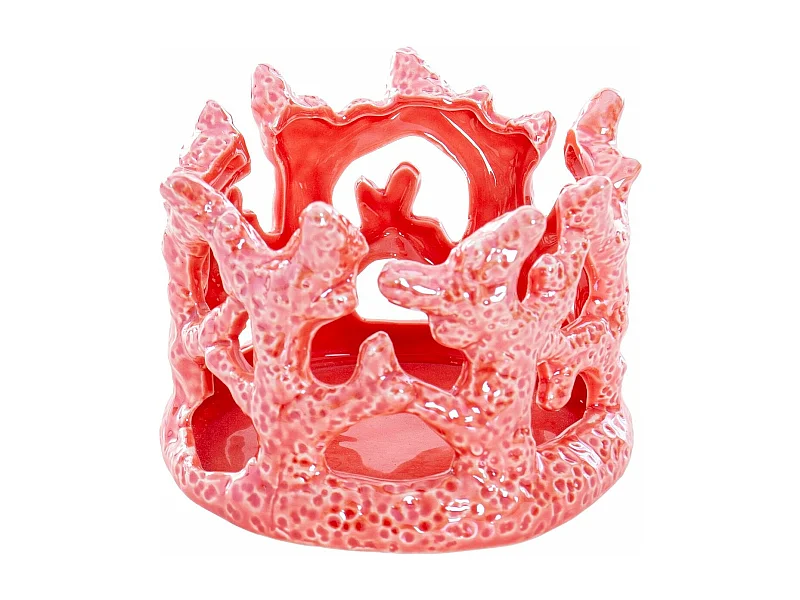 Portavela Porcelana Coral 15x14x11 Cm