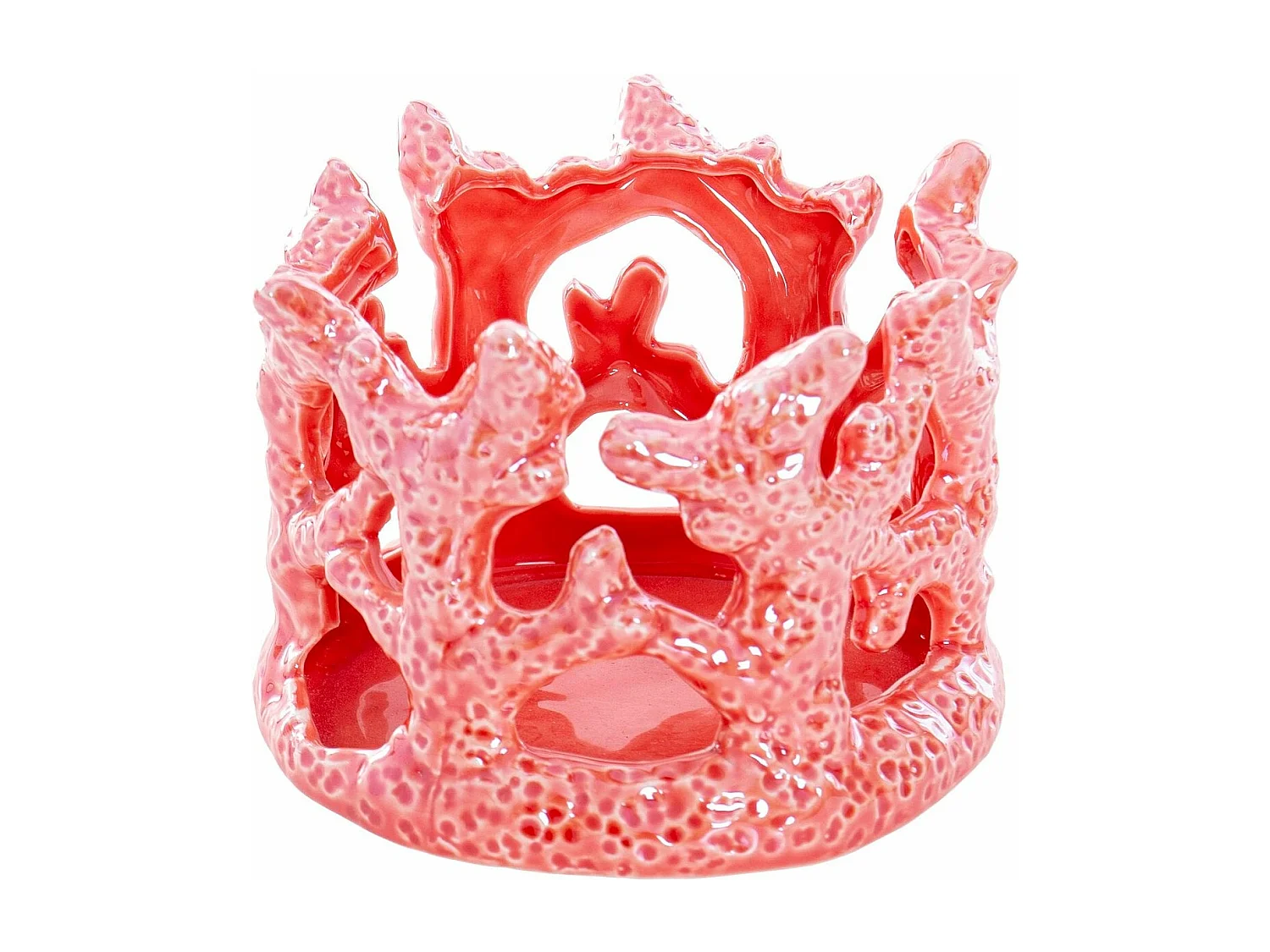 Portavela Porcelana Coral 15x14x11 Cm