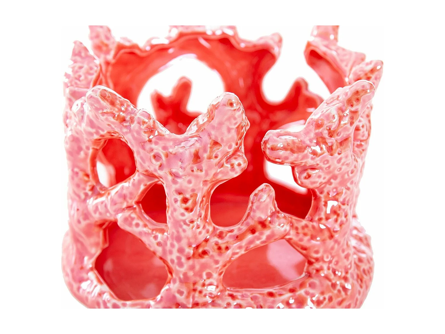 Portavela Porcelana Coral 15x14x11 Cm