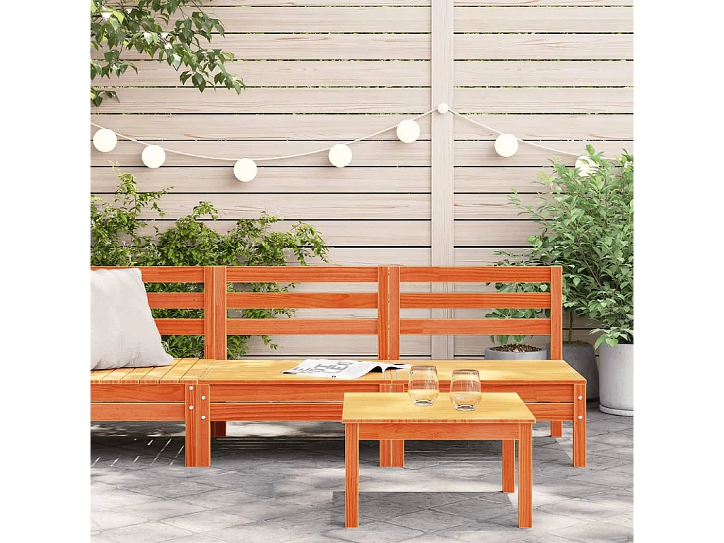 Canapés de jardin sans accoudoirs 2 pcs cire marron bois massif