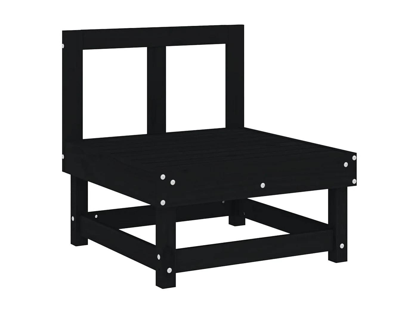 Canapés centraux de jardin 2 pcs noir bois de pin massif