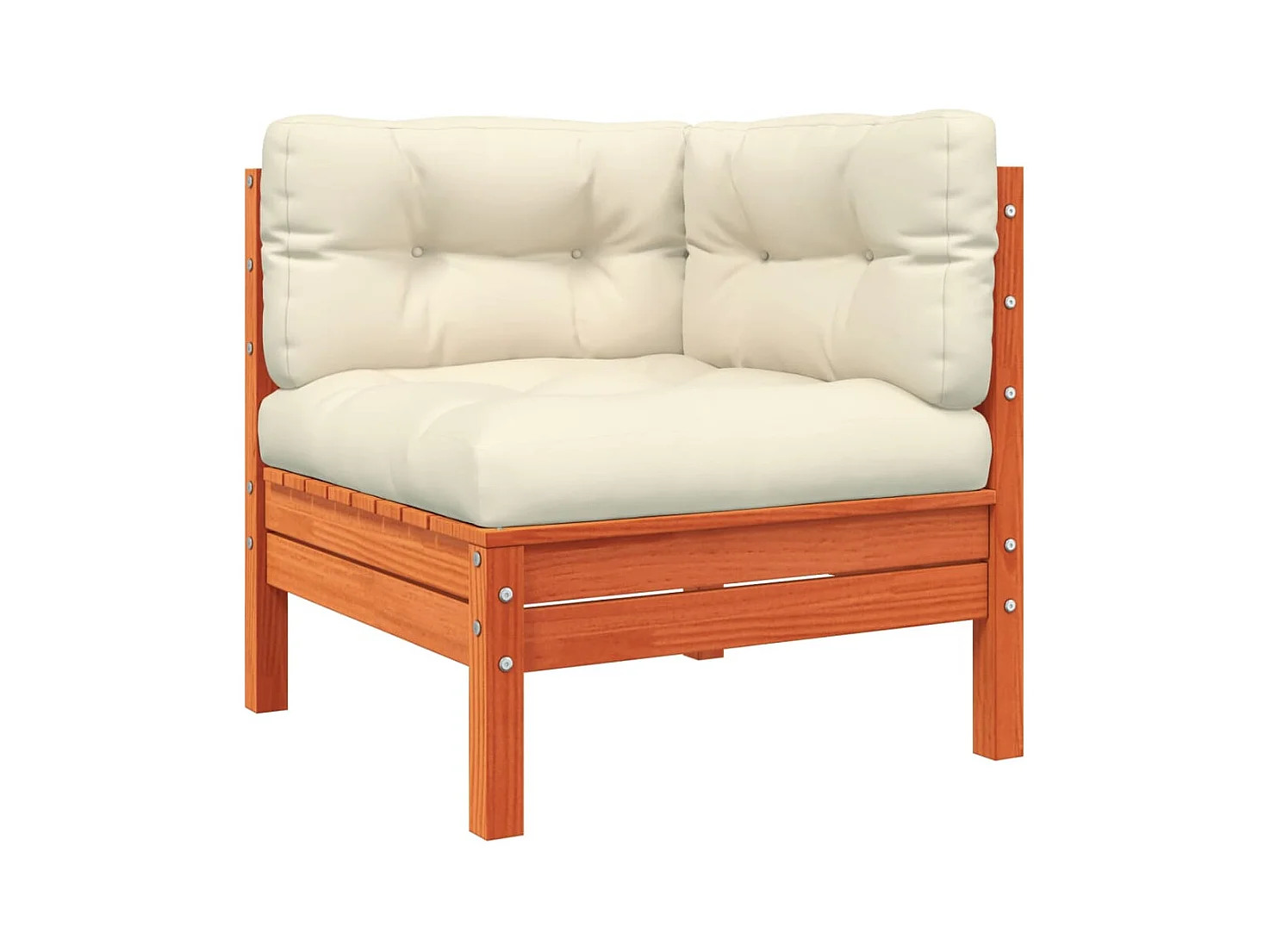 Canapé de jardin avec coussins et repose-pied bois pin massif