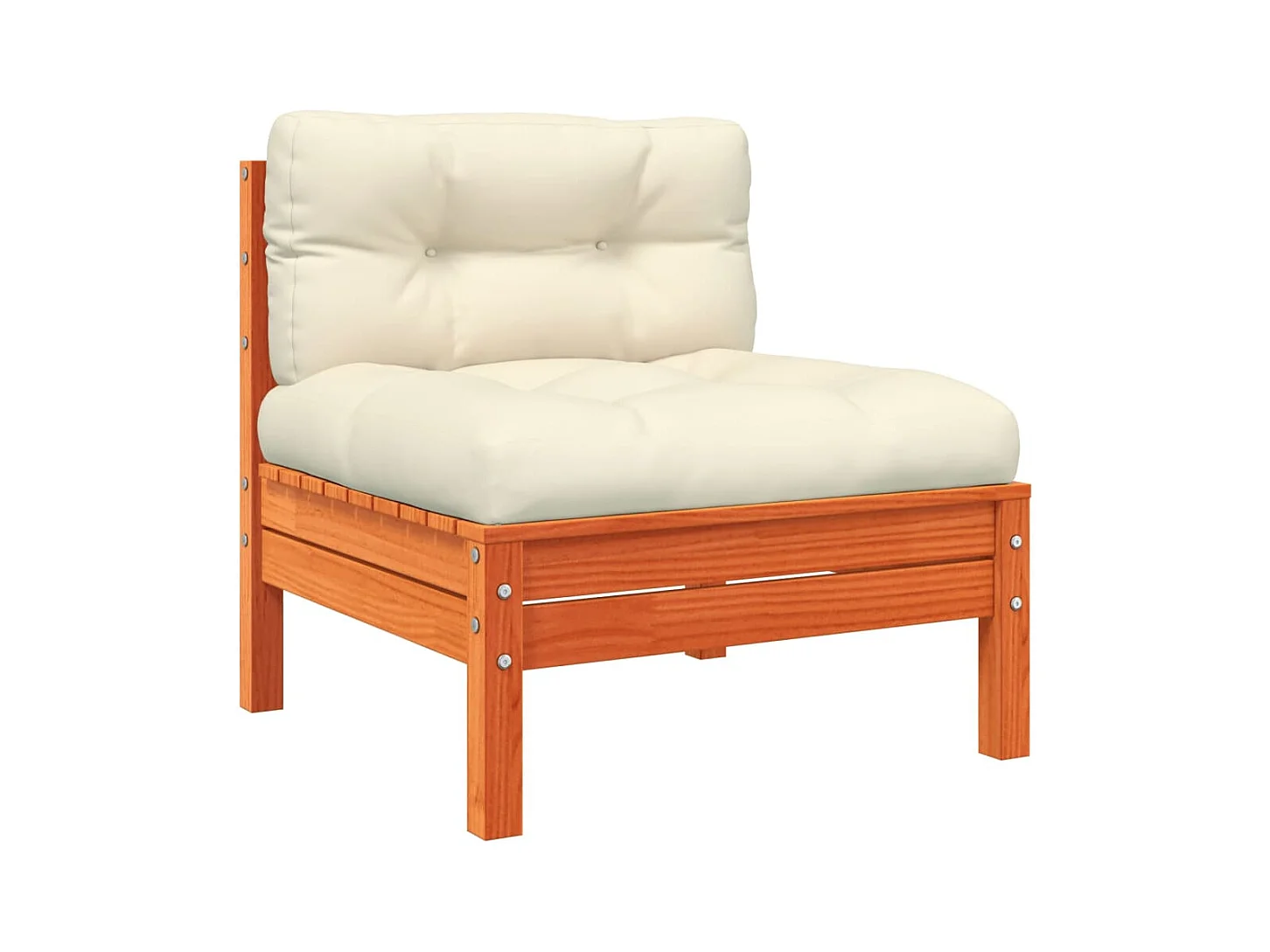 Canapé de jardin avec coussins et repose-pied bois pin massif