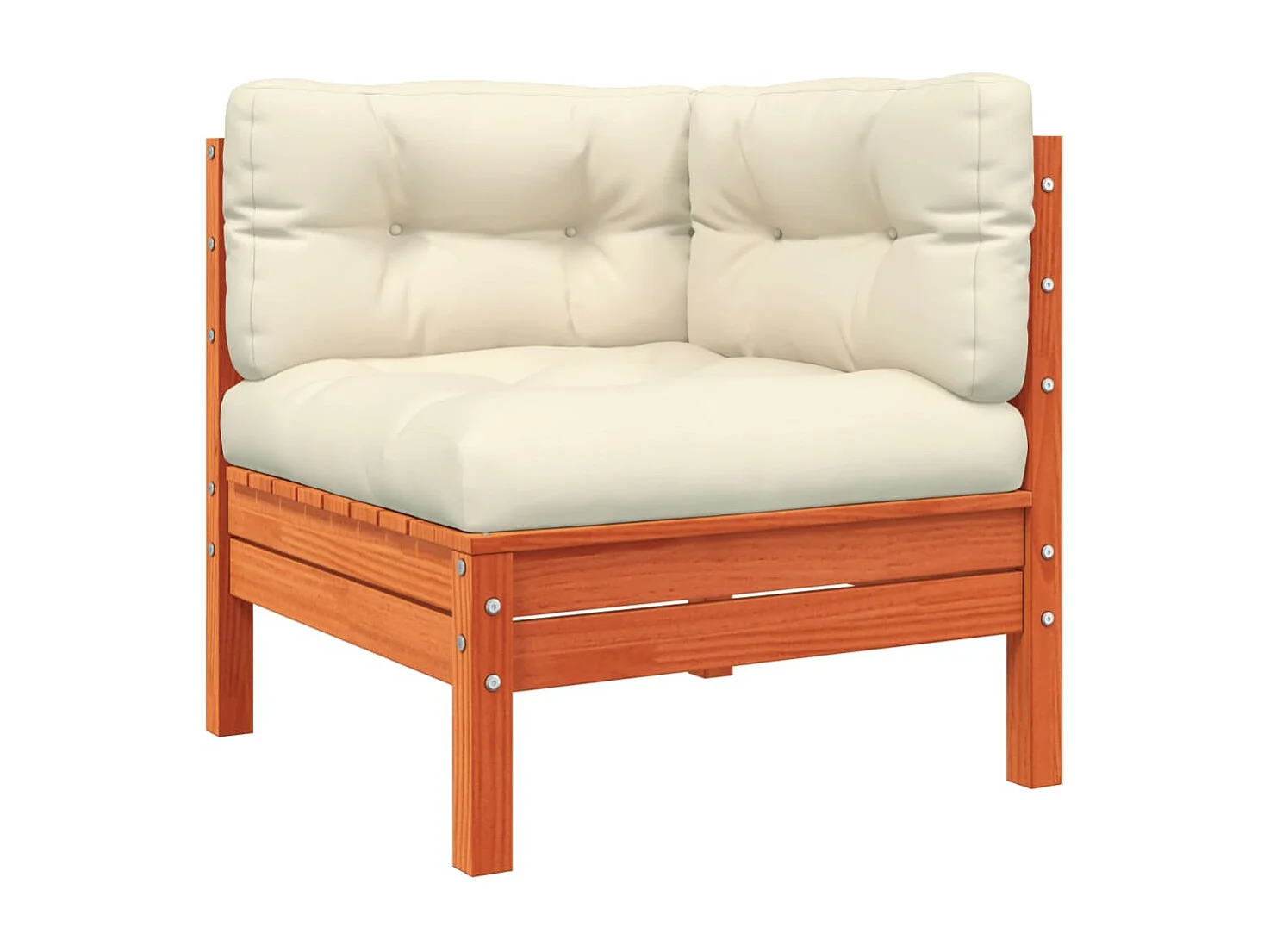 Canapé de jardin avec coussins et repose-pied bois pin massif