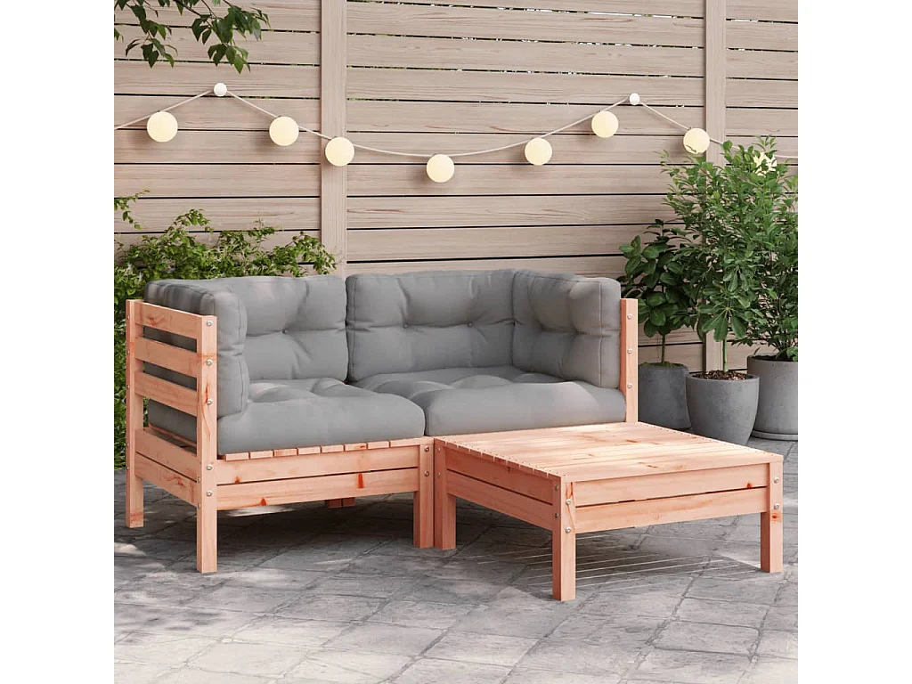 Canapé de jardin avec coussins et repose-pied 2 places