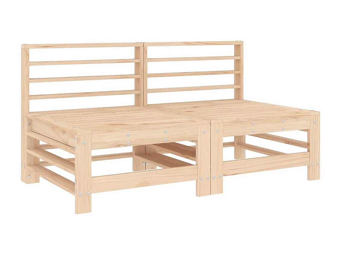Canapés centraux de jardin 2 pcs bois de pin massif