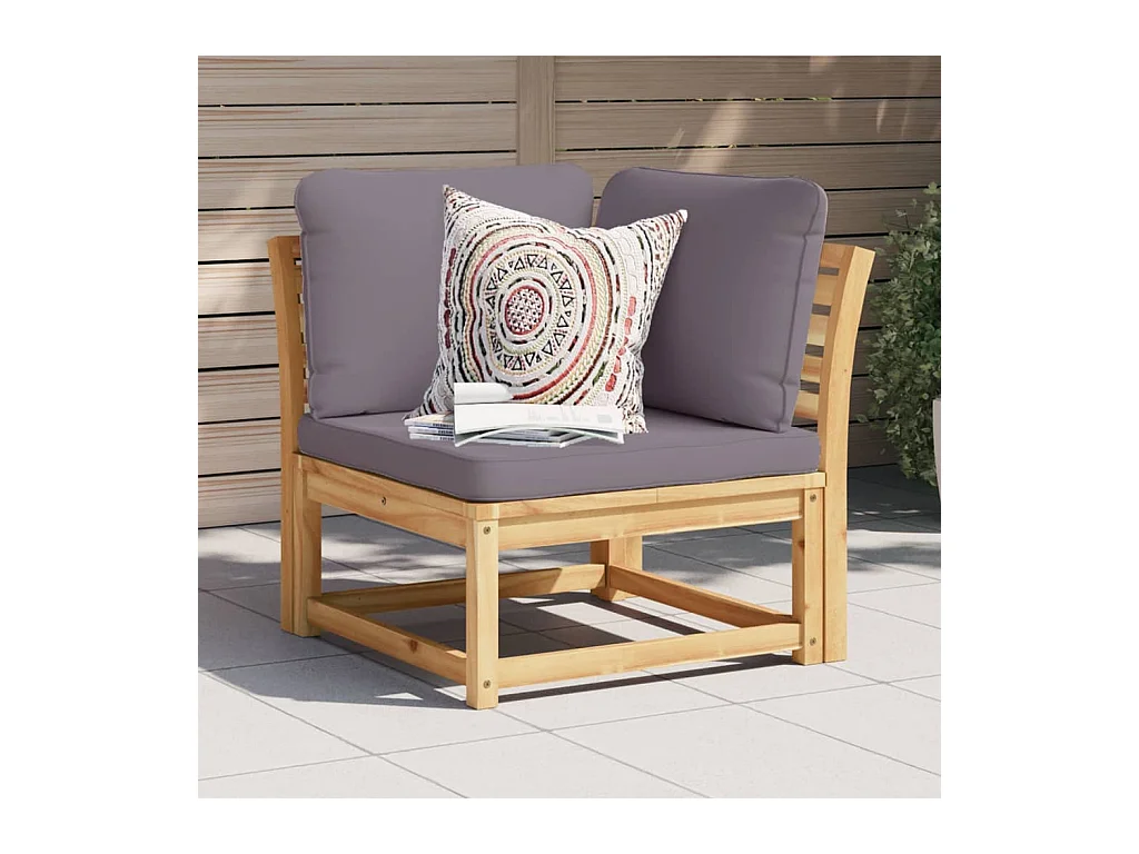 Canapé d'angle de jardin coussins 73x73x65cm bois massif acacia