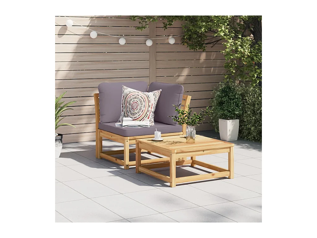 Cuscini per divano angolare da giardino 73x73x65 cm in legno massello di acacia