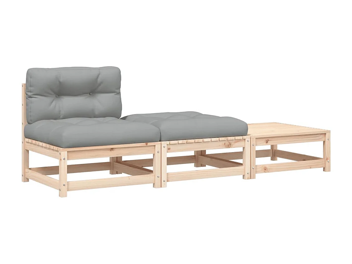 Canapé de jardin sans accoudoirs avec coussins et repose-pieds