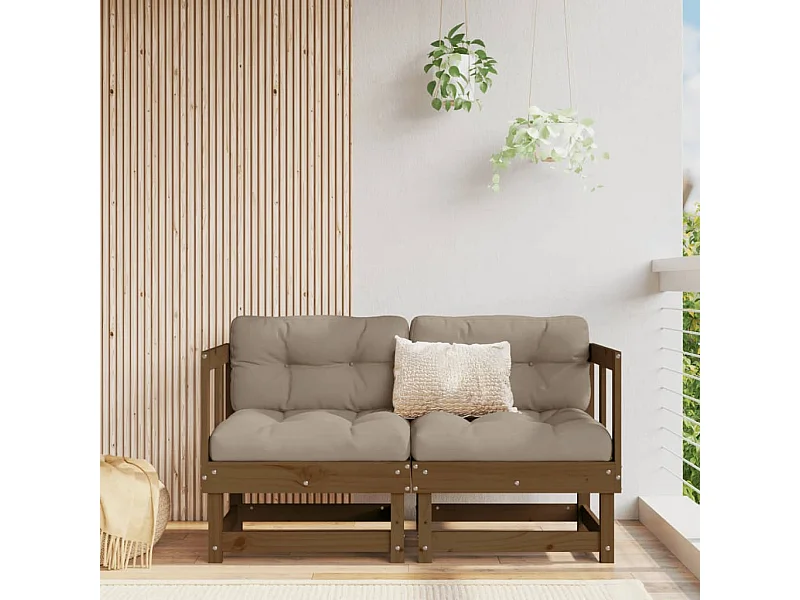 Divani angolari da giardino 2 pezzi in legno di pino massiccio marrone miele
