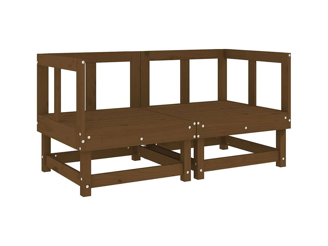Canapés d'angle de jardin 2 pcs marron miel bois de pin solide
