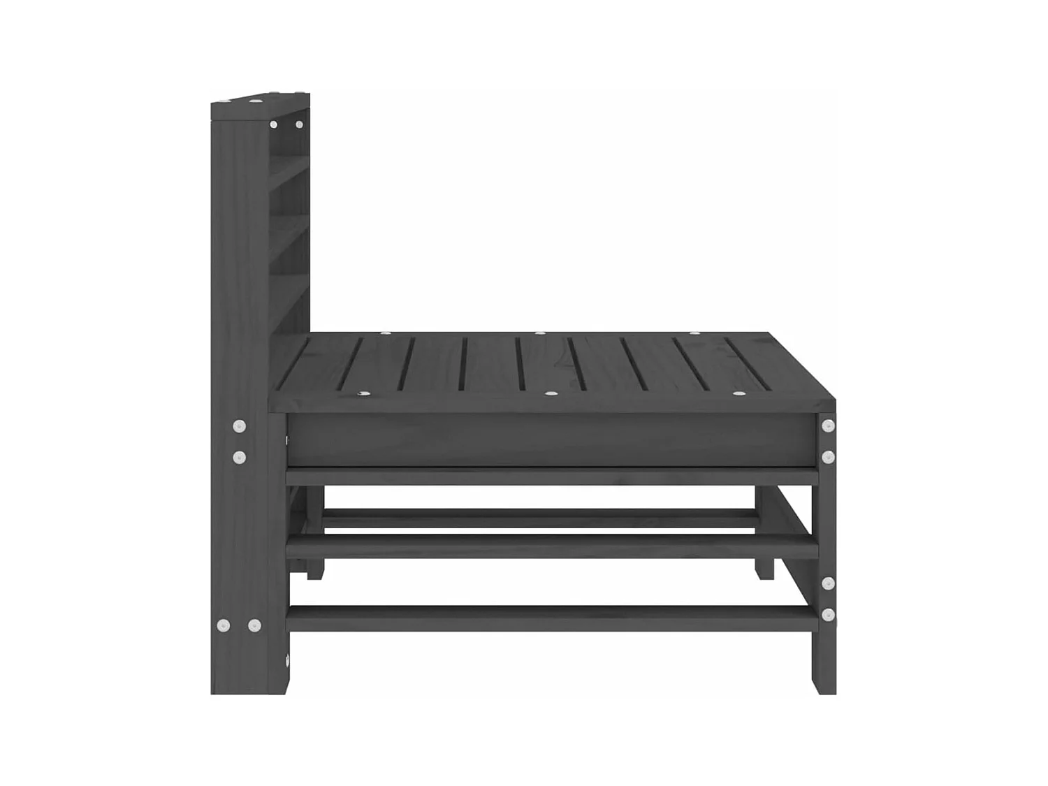 Canapés centraux de jardin 2 pcs gris bois de pin massif