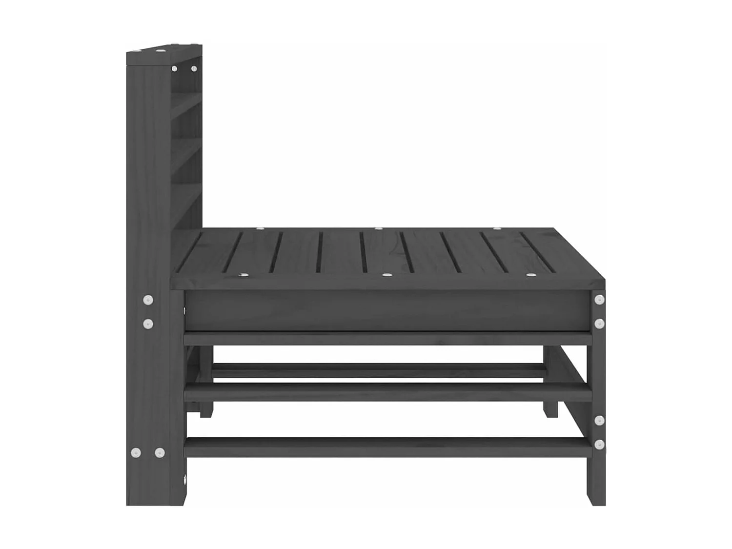 Canapés centraux de jardin 2 pcs gris bois de pin massif