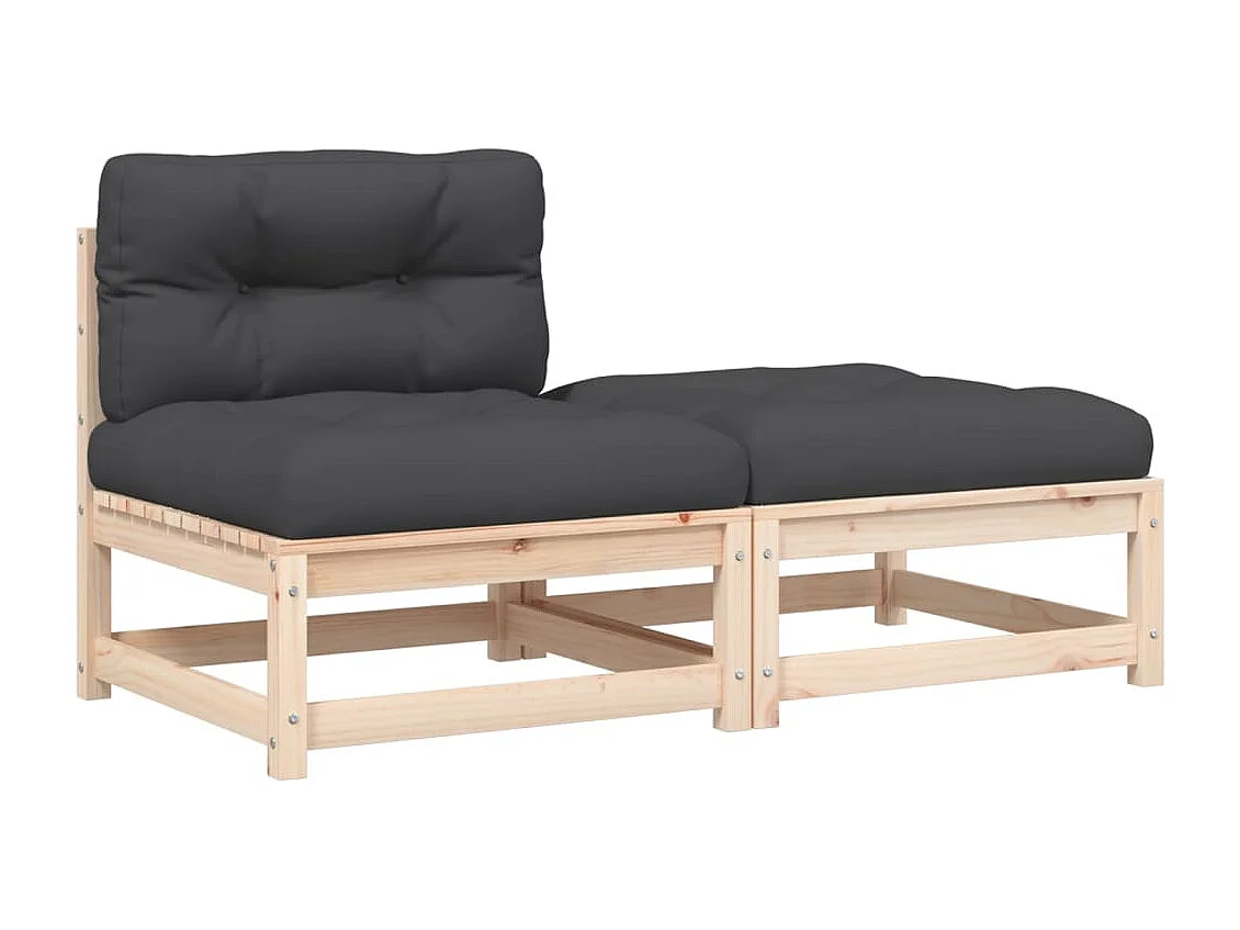 Canapé de jardin sans accoudoirs avec coussins et repose-pieds