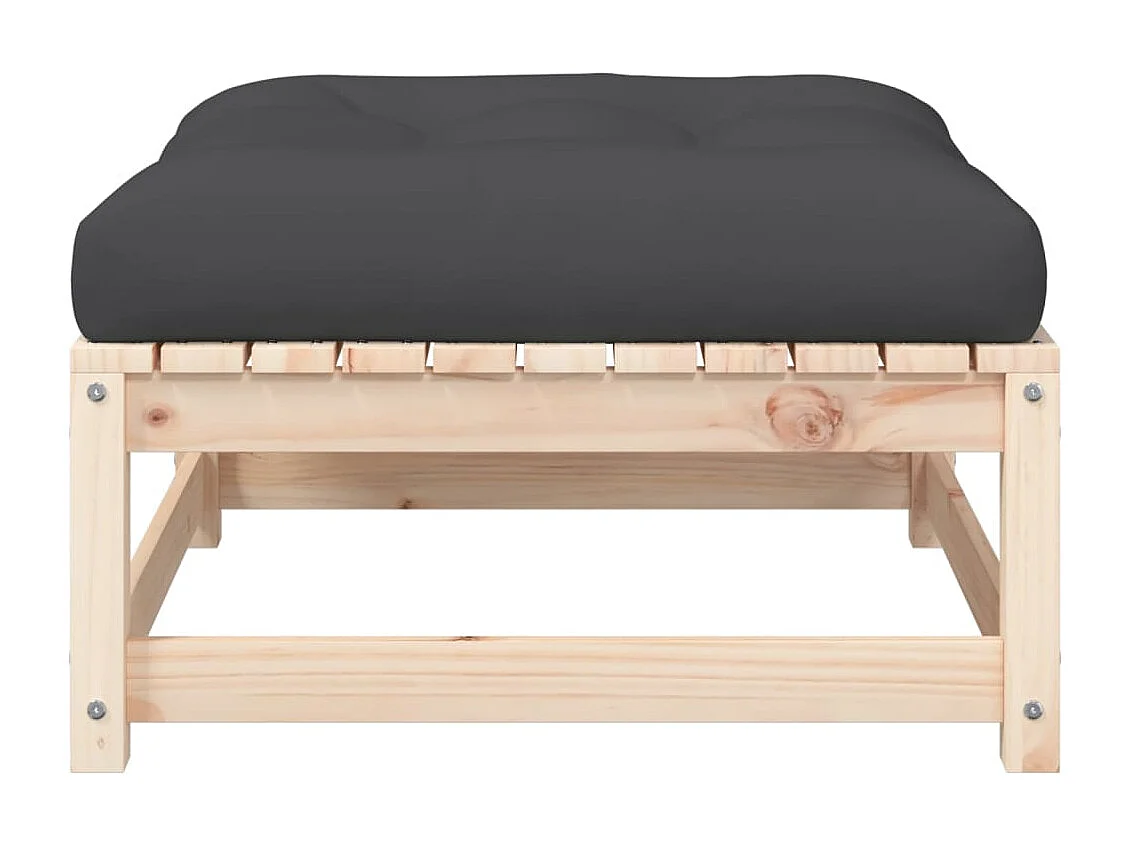 Canapé de jardin sans accoudoirs avec coussins et repose-pieds