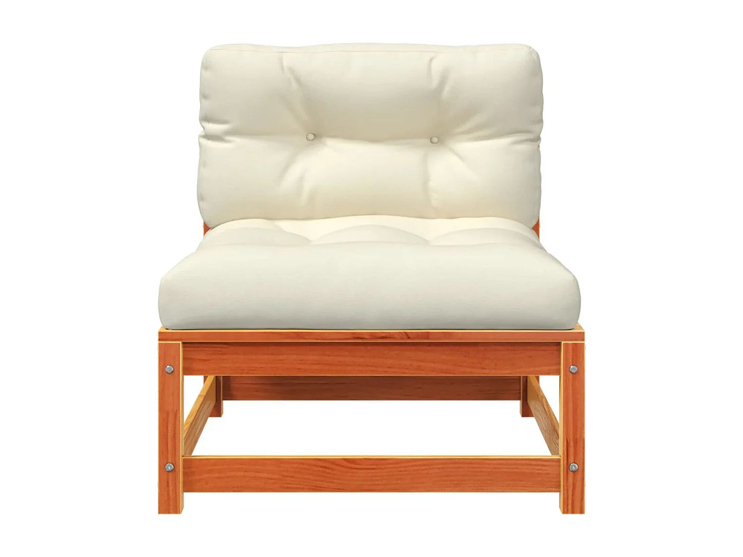 Canapé jardin sans accoudoirs coussins cire marron massif pin