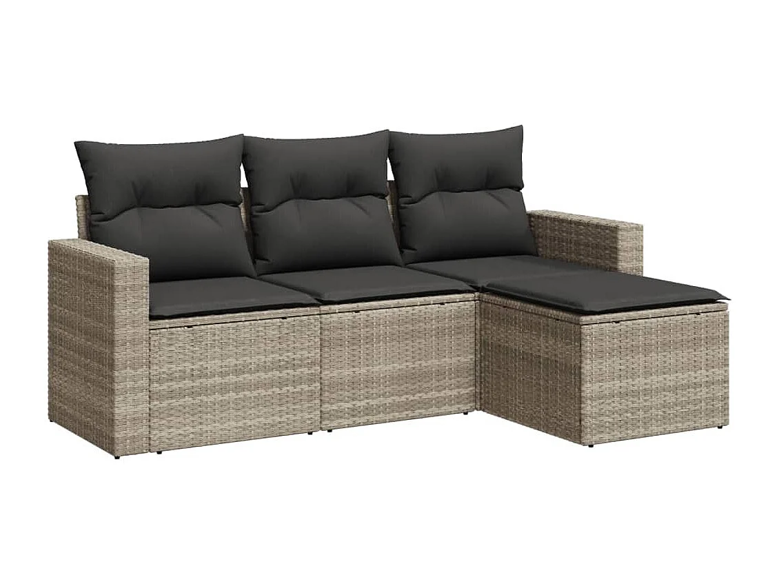 stuks tuinmeubelen met lichtgrijze geweven harskussens