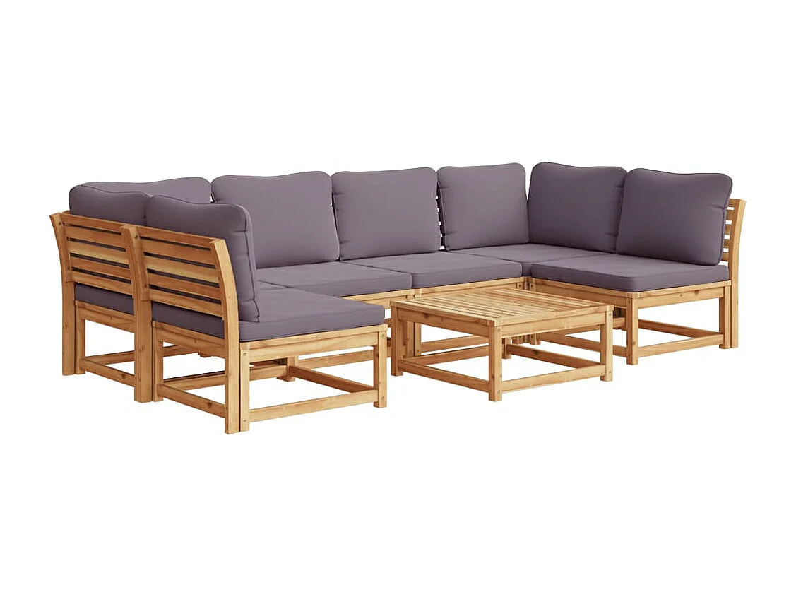 Mobili da giardino con cuscini 7 pezzi in legno massello di acacia