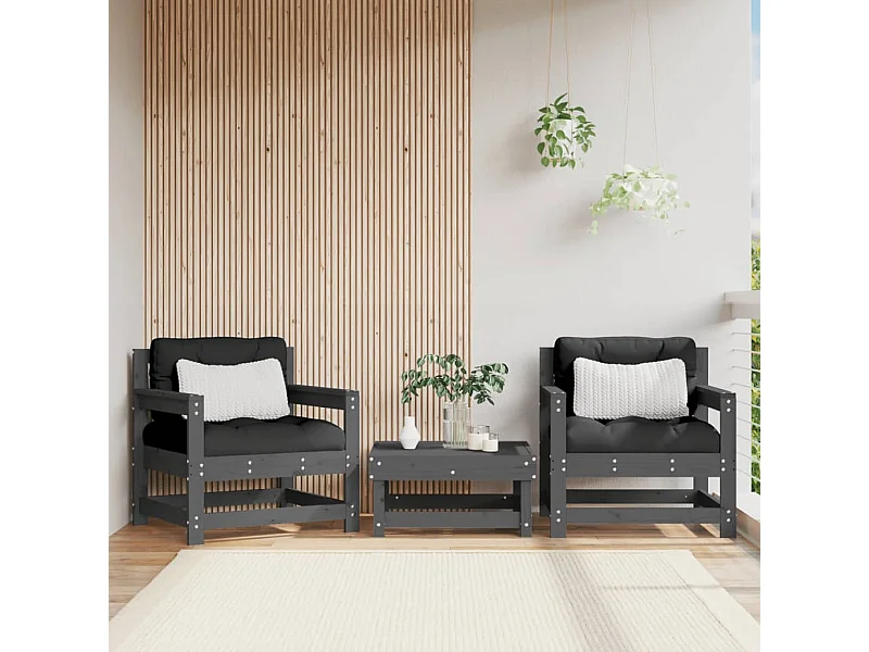 Tuinstoelen set van 2 grijs massief grenenhout