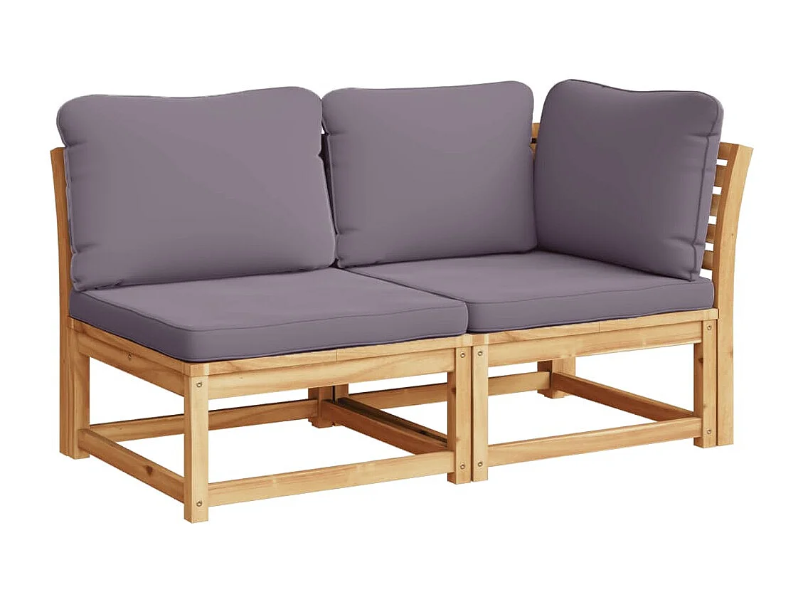 Salon de jardin 2 pcs avec coussins bois massif d'acacia