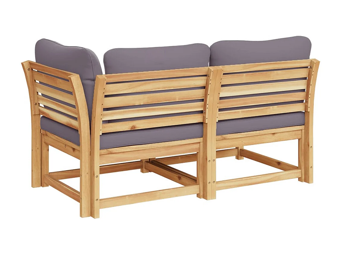 Salon de jardin 2 pcs avec coussins bois massif d'acacia