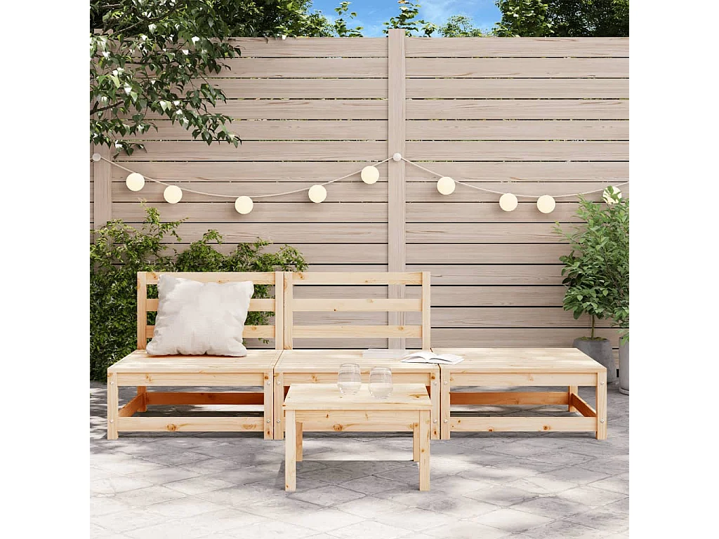 Gartensofa ohne Armlehnen, Fußstütze aus massivem Kiefernholz