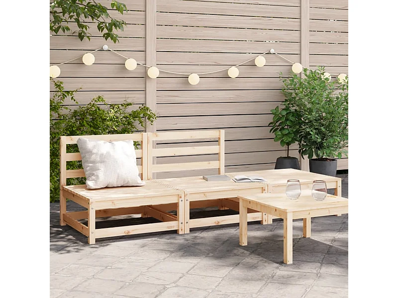 Gartensofa ohne Armlehnen, Fußstütze aus massivem Kiefernholz