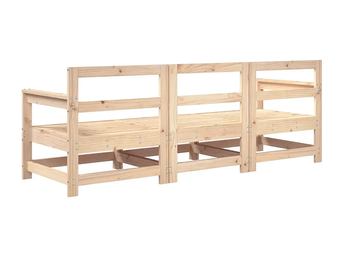 Móveis de jardim 3 peças em madeira maciça de pinho