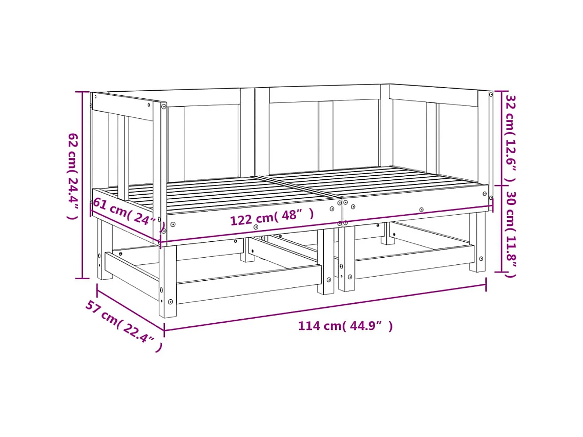 Canapés d'angle de jardin 2 pcs bois de pin massif