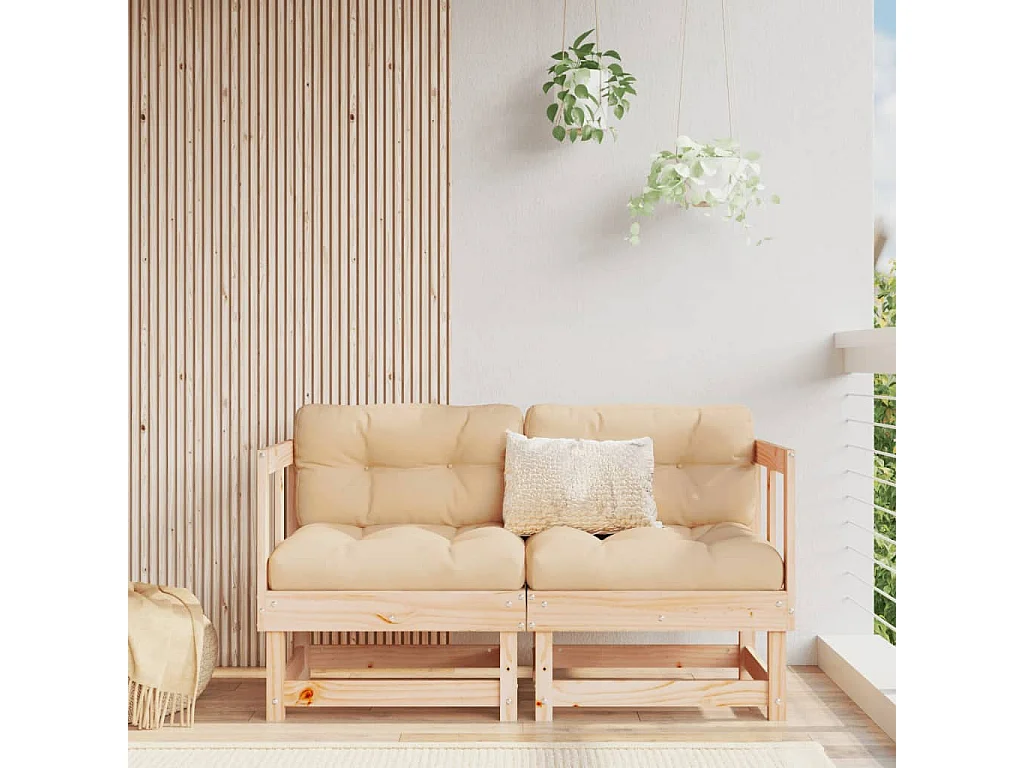 Canapés d'angle de jardin 2 pcs bois de pin massif