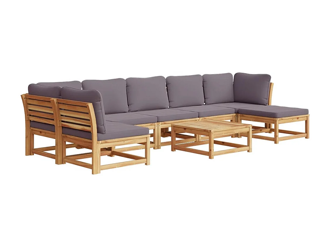 Salon de jardin avec coussins 8 pcs bois massif d'acacia