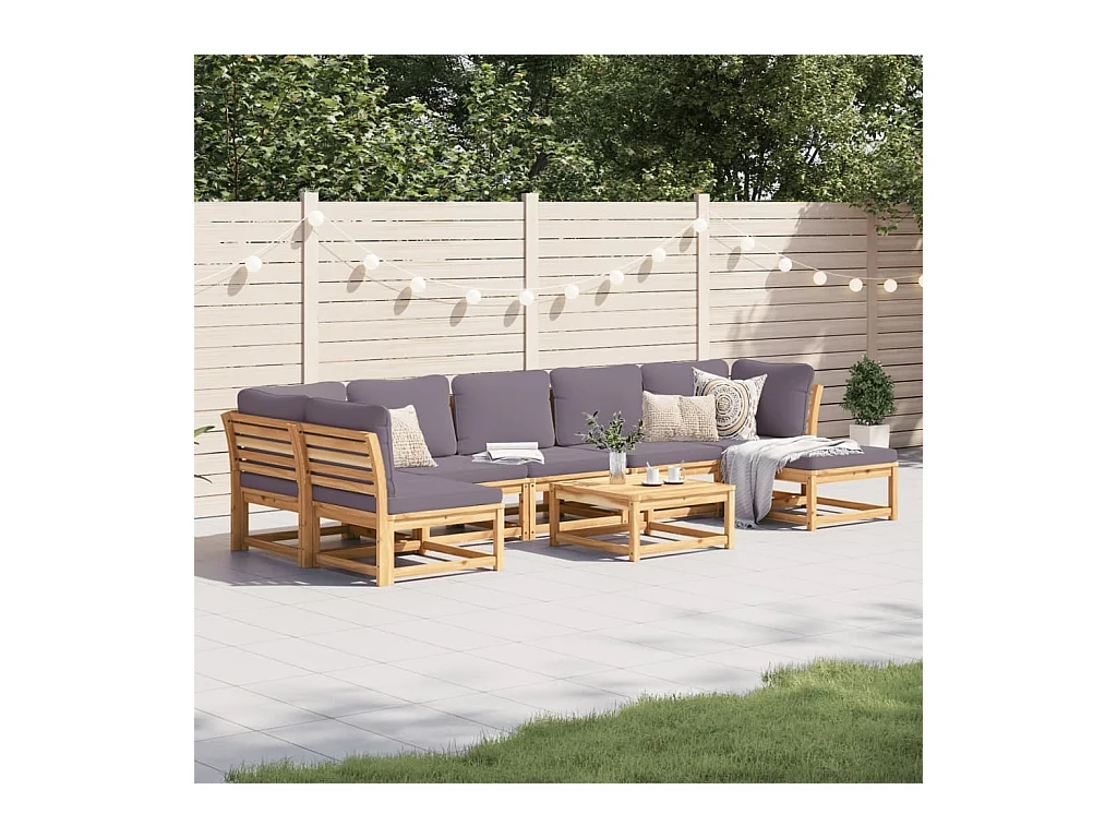 Salon de jardin avec coussins 8 pcs bois massif d'acacia