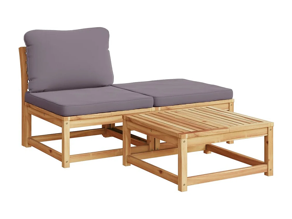 Salon de jardin avec coussins 8 pcs bois massif d'acacia