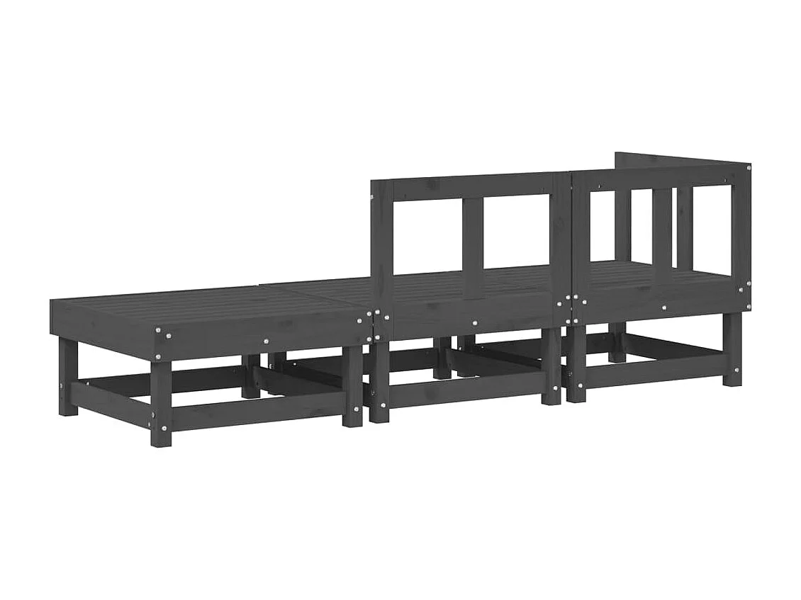 Gartenmöbel 3 Stück graues massives Kiefernholz