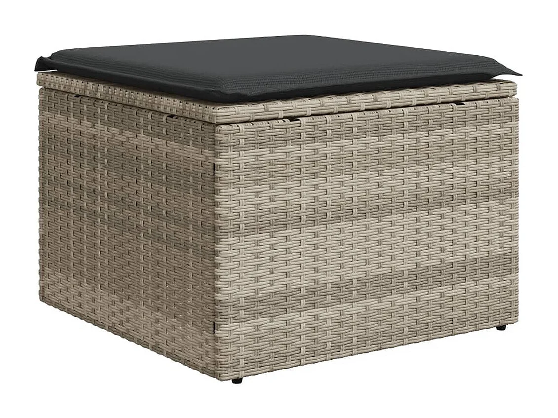 Salon de jardin 4 pcs avec coussins gris clair résine tressée