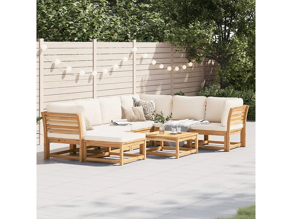 Móveis de jardim com 8 almofadas em madeira de acácia maciça