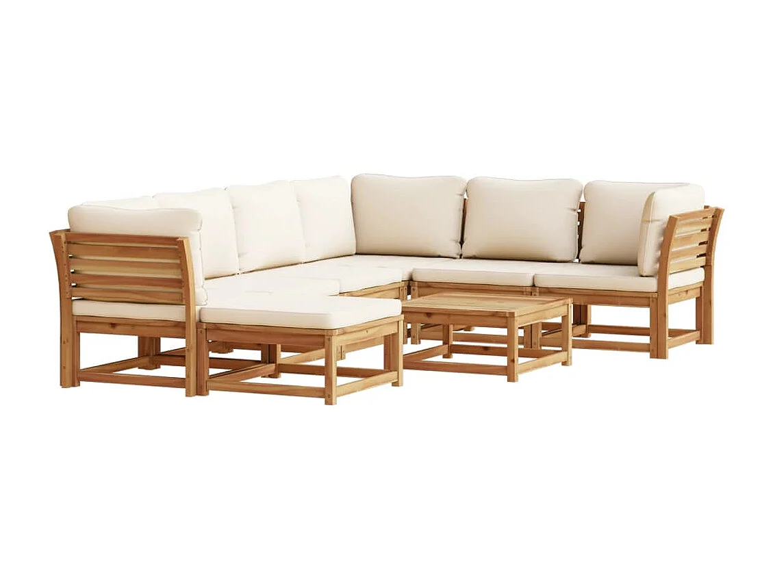 Móveis de jardim com 8 almofadas em madeira de acácia maciça