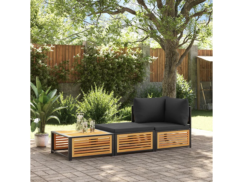 Table de jardin avec tabouret bois d'acacia massif