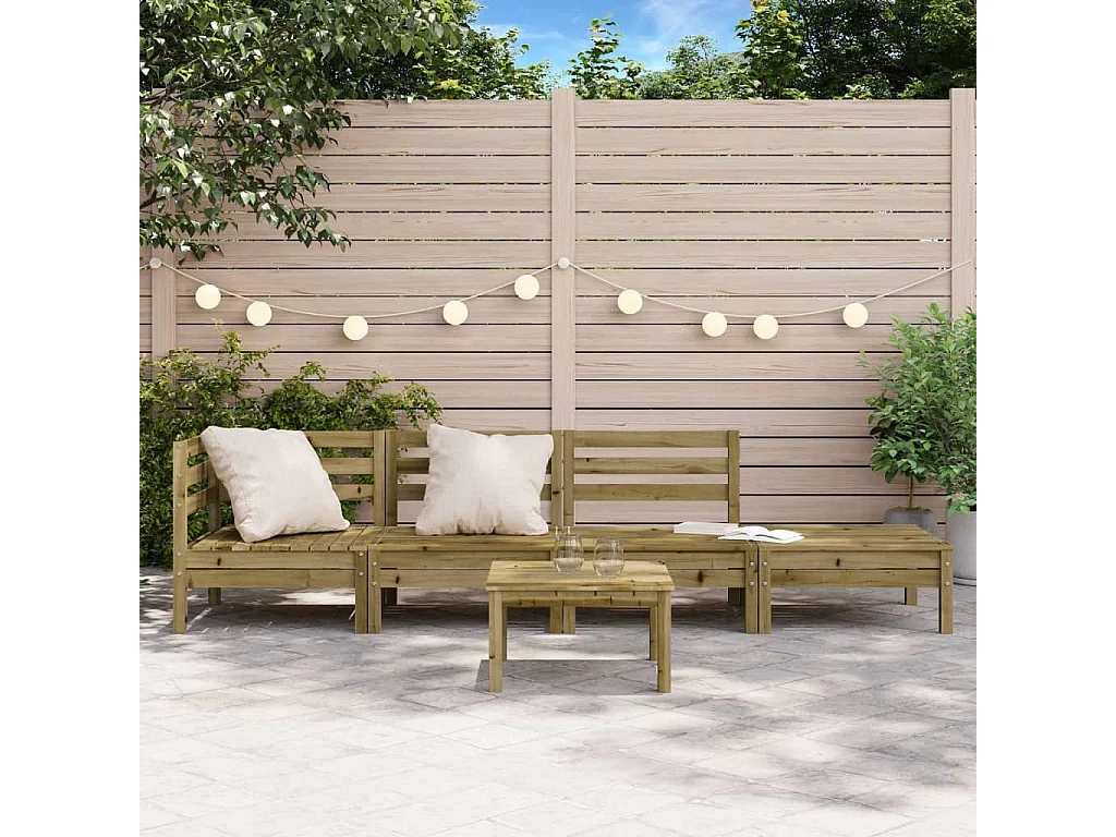Canapé de jardin 4 places bois de pin imprégné