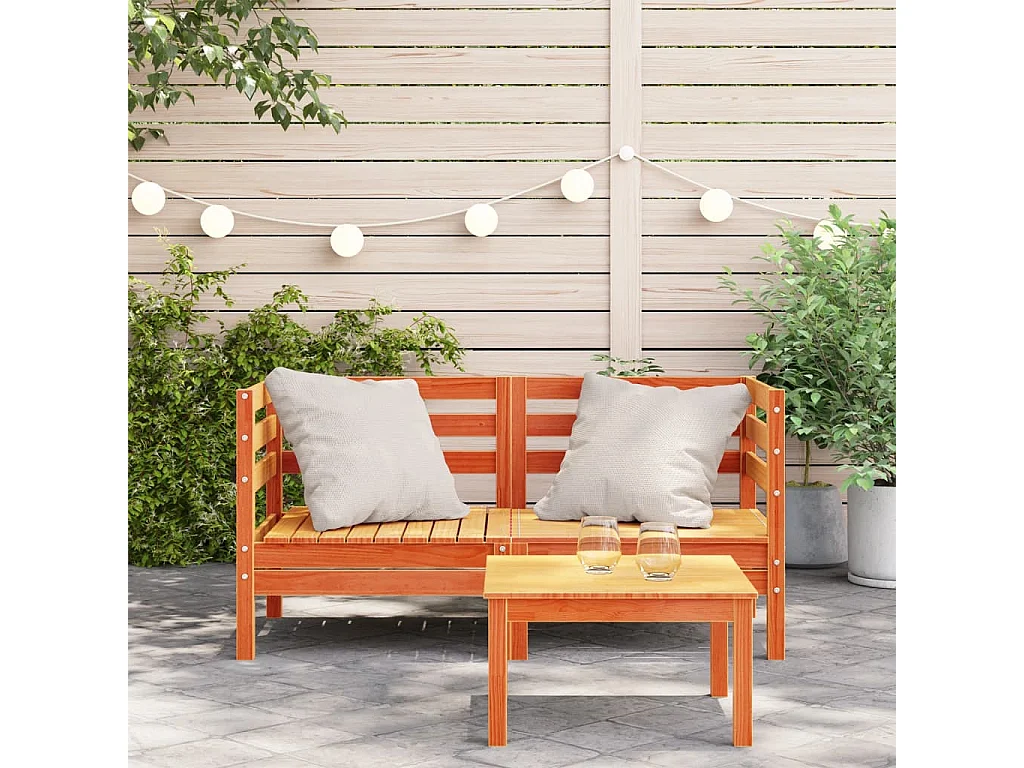 Canapés d'angle de jardin 2 pcs cire marron bois de pin massif