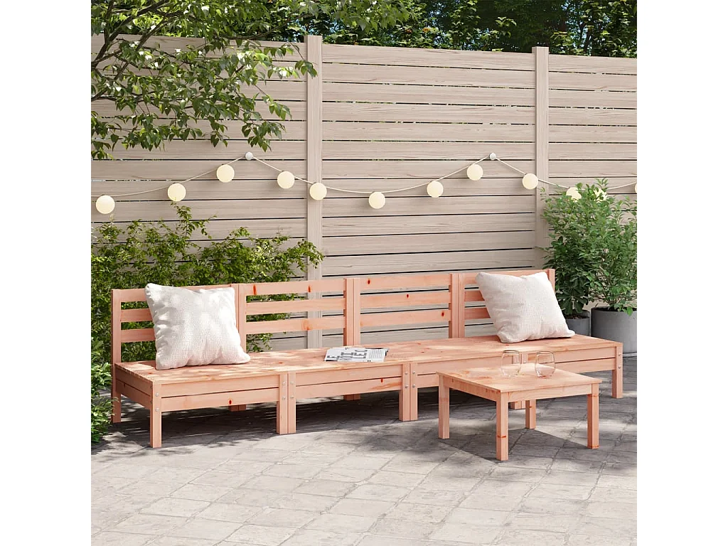 Divani da giardino senza braccioli 4 pz in legno massello Douglas