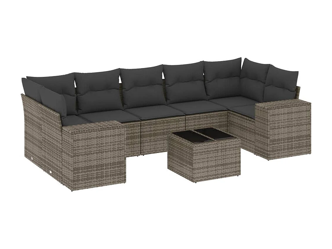 Stück Gartenmöbel mit grauen geflochtenen Harzkissen