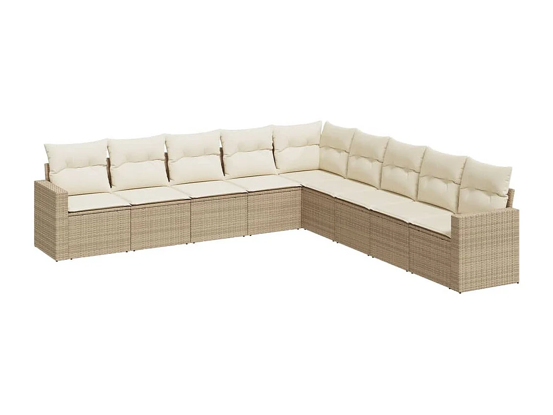 Gartenmöbel mit Kissen 9 Stück beige gewebtes Harz