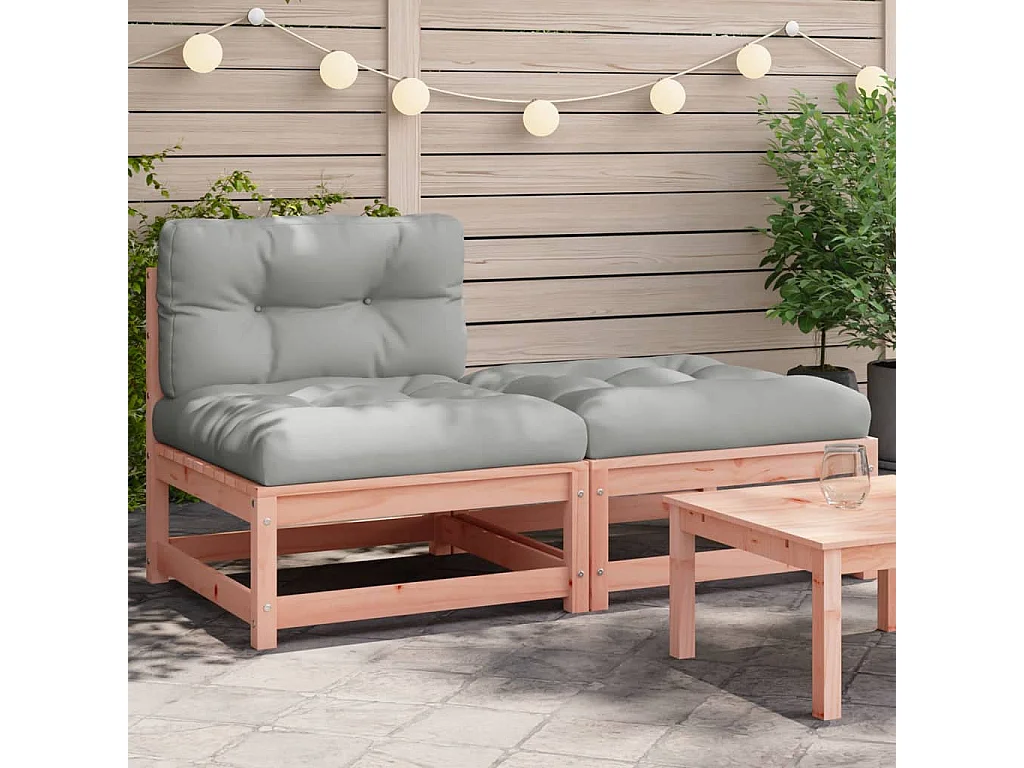 Canapé de jardin sans accoudoirs avec coussins et repose-pieds