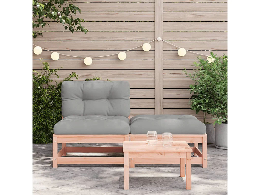 Canapé de jardin sans accoudoirs avec coussins et repose-pieds