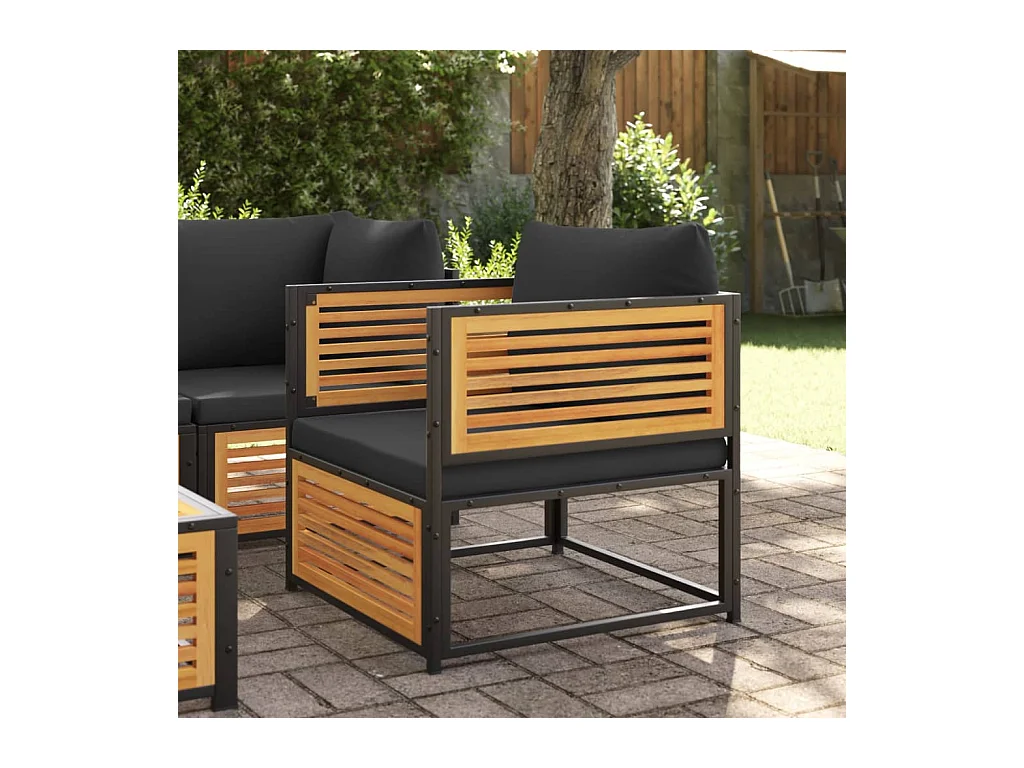 Sedia da giardino con cuscini in legno massello di acacia